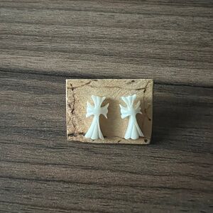 Brand New Never Used White Cross Stud Earrings